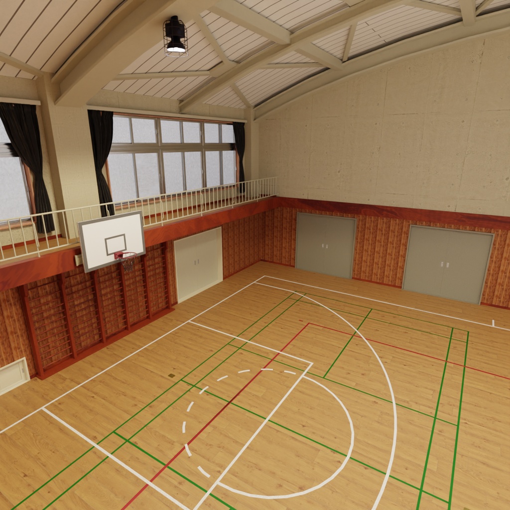 【Blender】日本の学校の体育館 Japanese school gymnasium