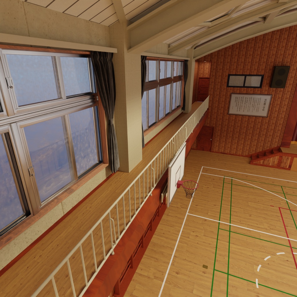 【Blender】日本の学校の体育館 Japanese school gymnasium