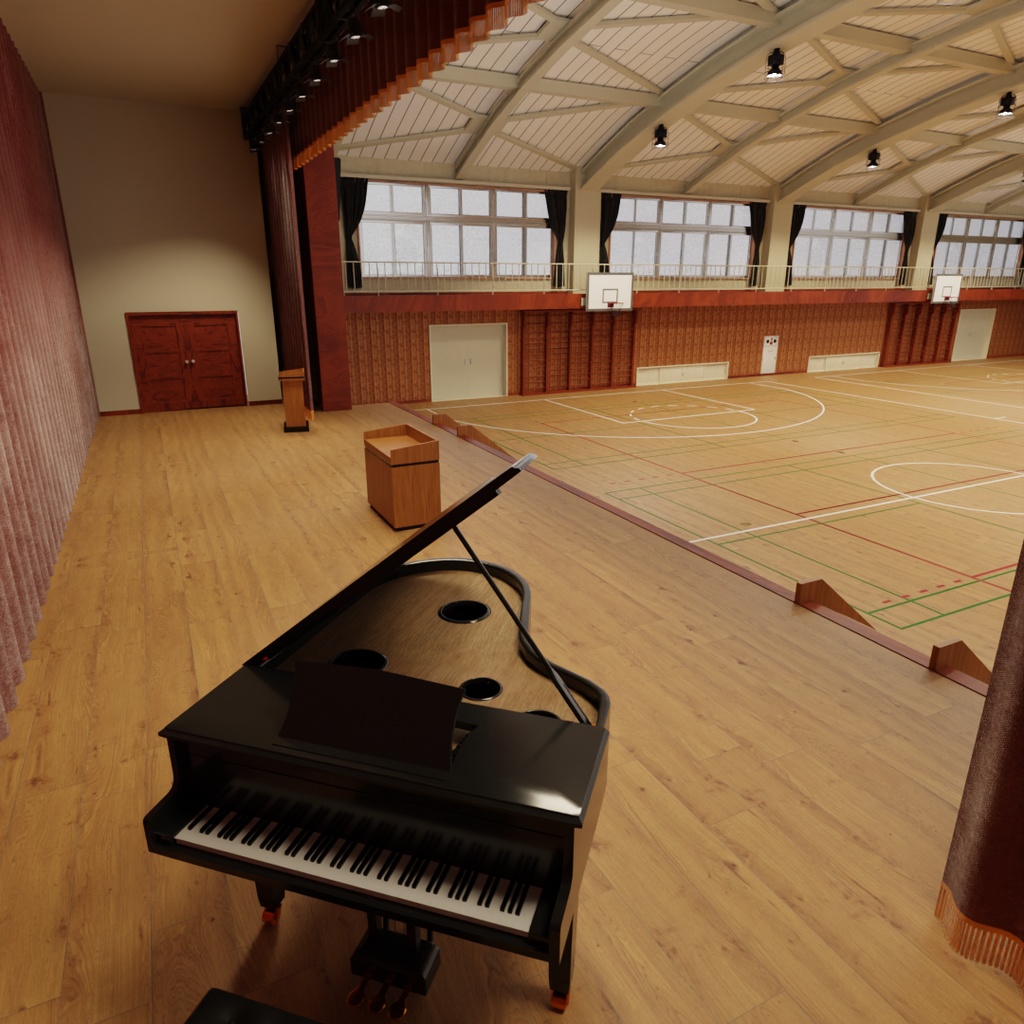 【Blender】日本の学校の体育館 Japanese school gymnasium