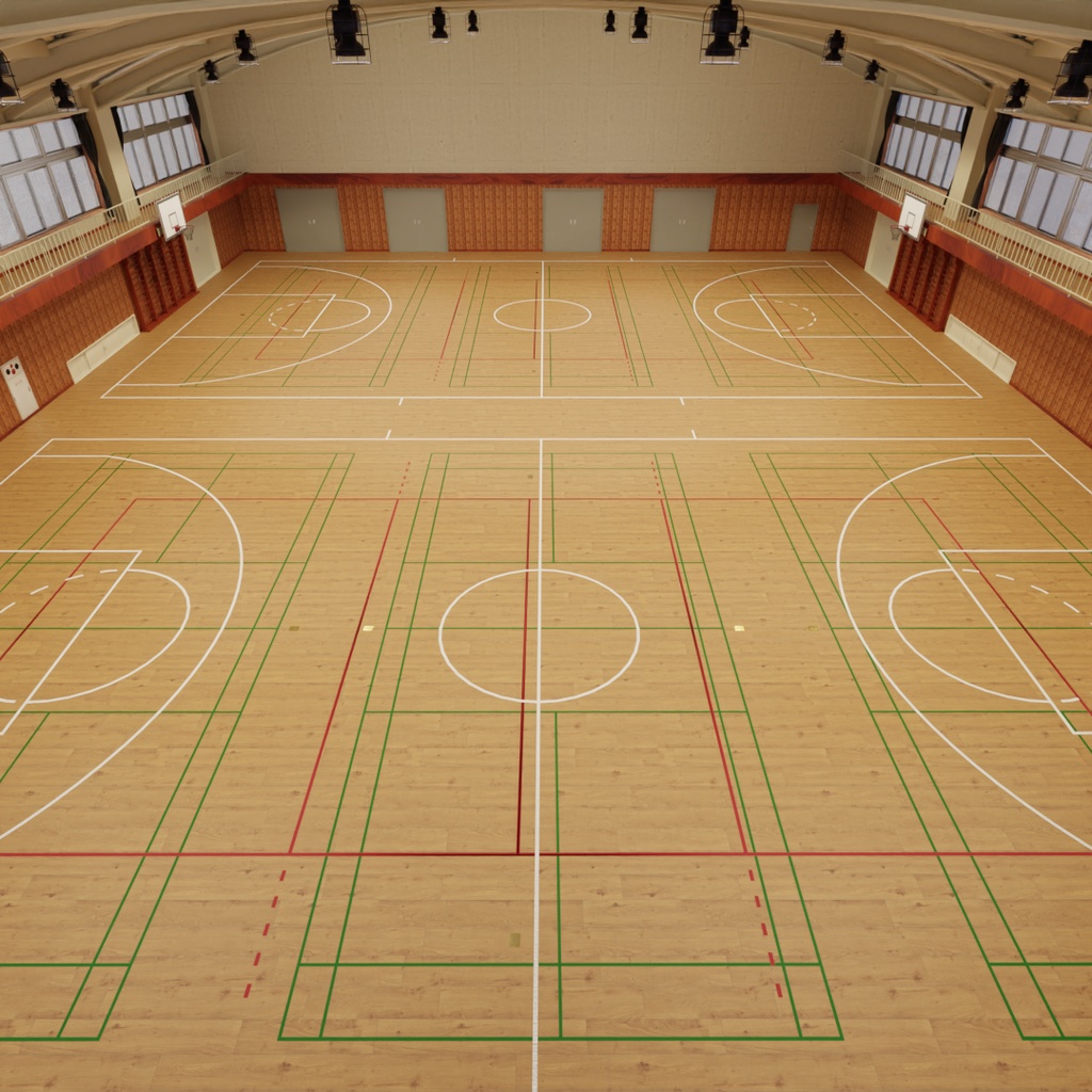 【Blender】日本の学校の体育館 Japanese school gymnasium