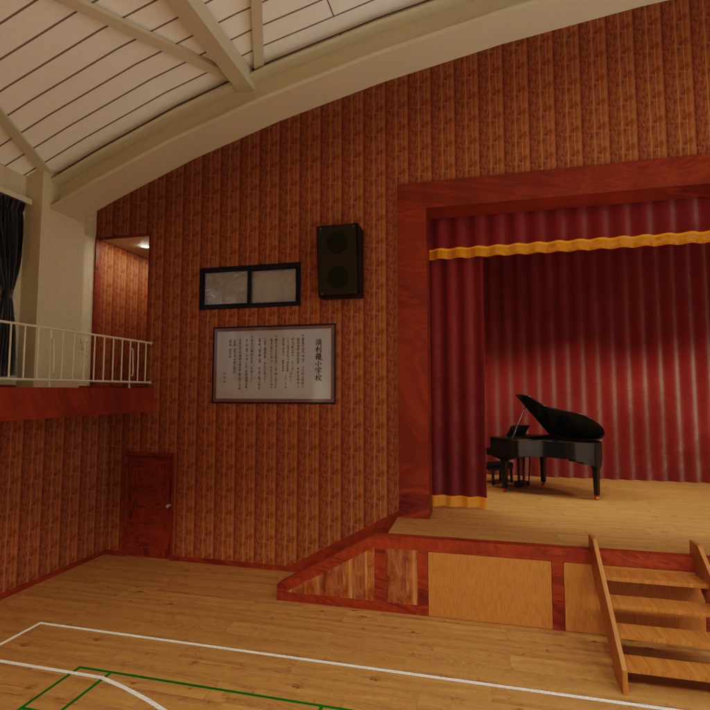 【Blender】日本の学校の体育館 Japanese school gymnasium