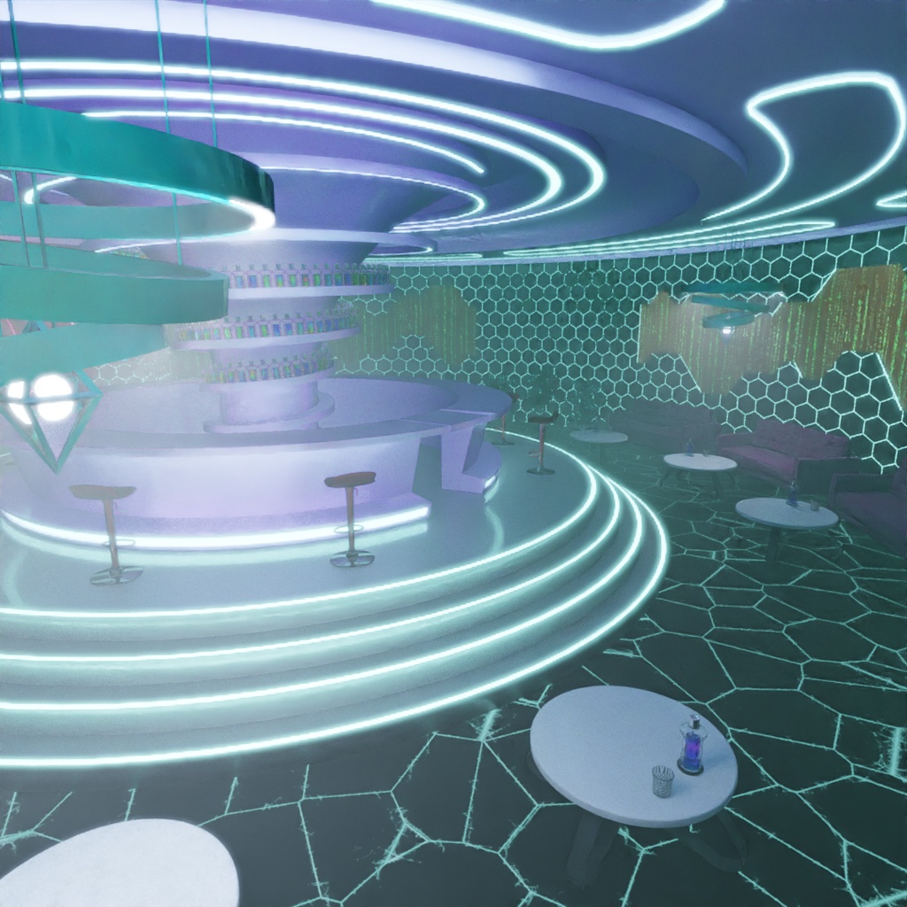 【Blender】近未来のネオンバー Near-Future Neon Bar