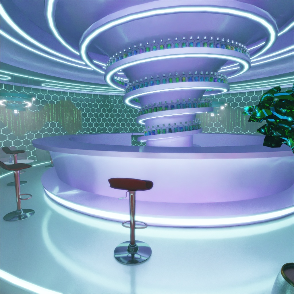 【Blender】近未来のネオンバー　Near-Future Neon Bar