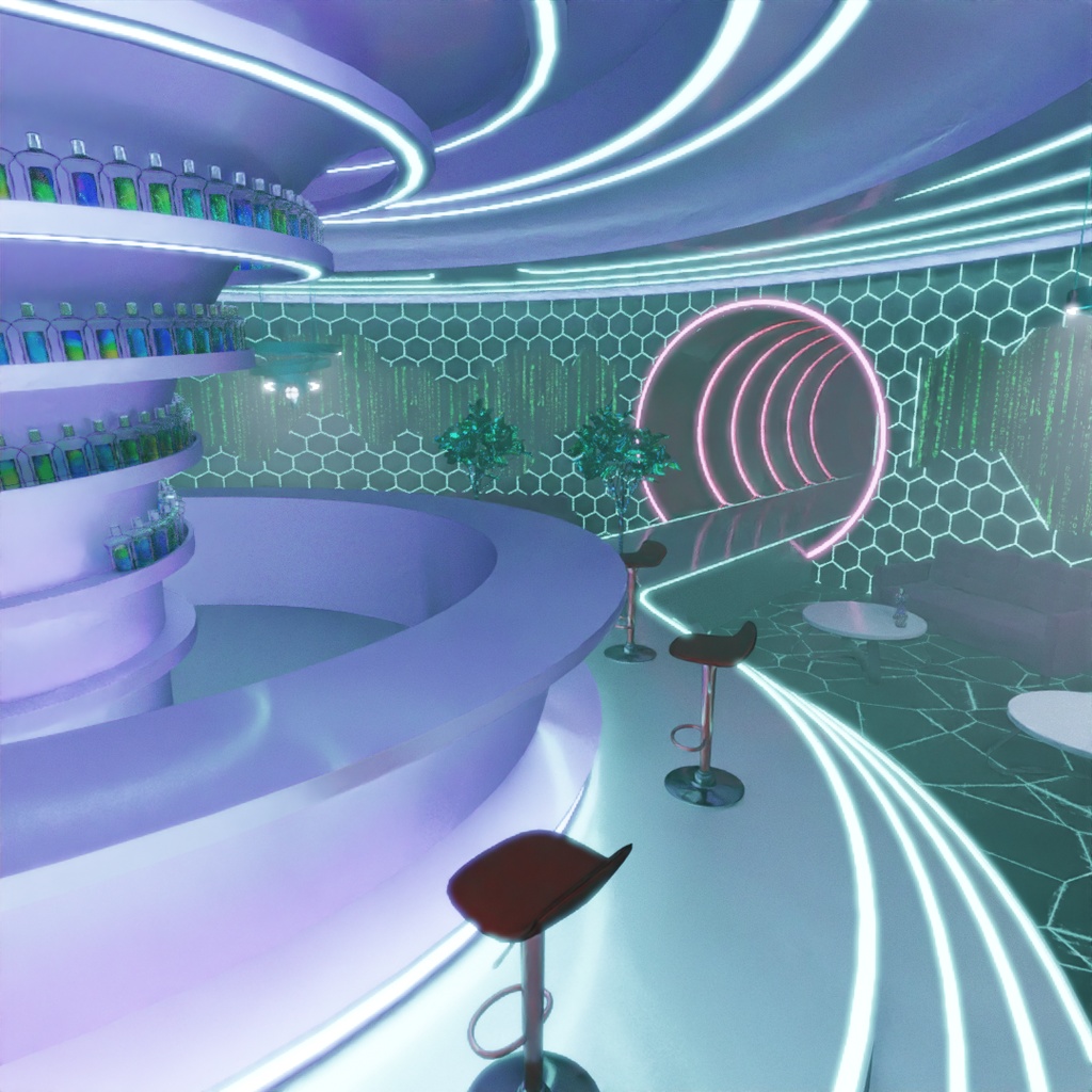 【Blender】近未来のネオンバー Near-Future Neon Bar