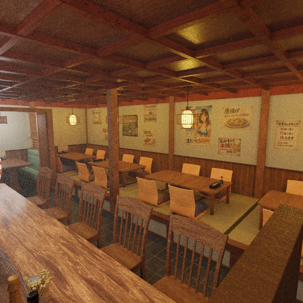 【Blender】昭和レトロ風居酒屋 Showa Retro-Style Izakaya