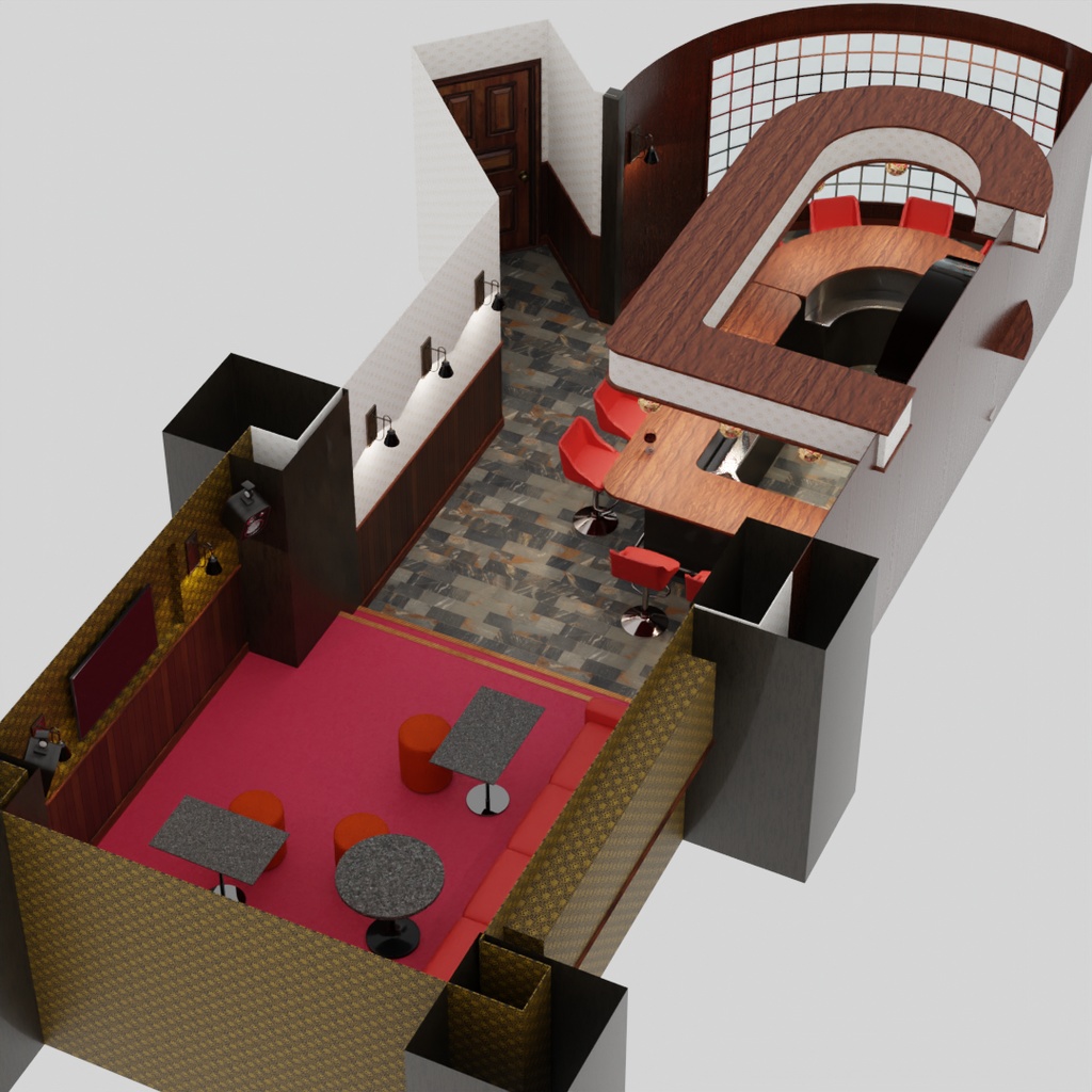 【Blender】レトロ風スナック・バー Retro-style hostess bar