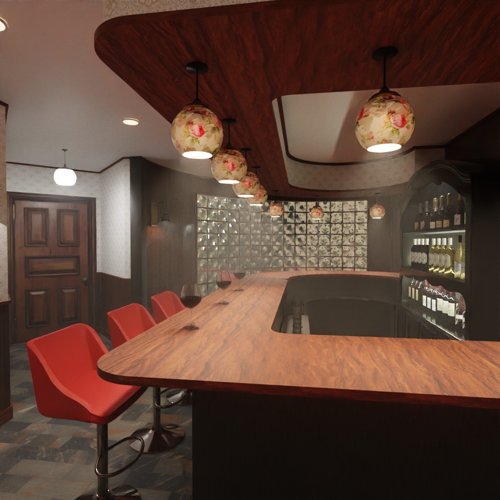 【Blender】レトロ風スナック・バー Retro-style hostess bar