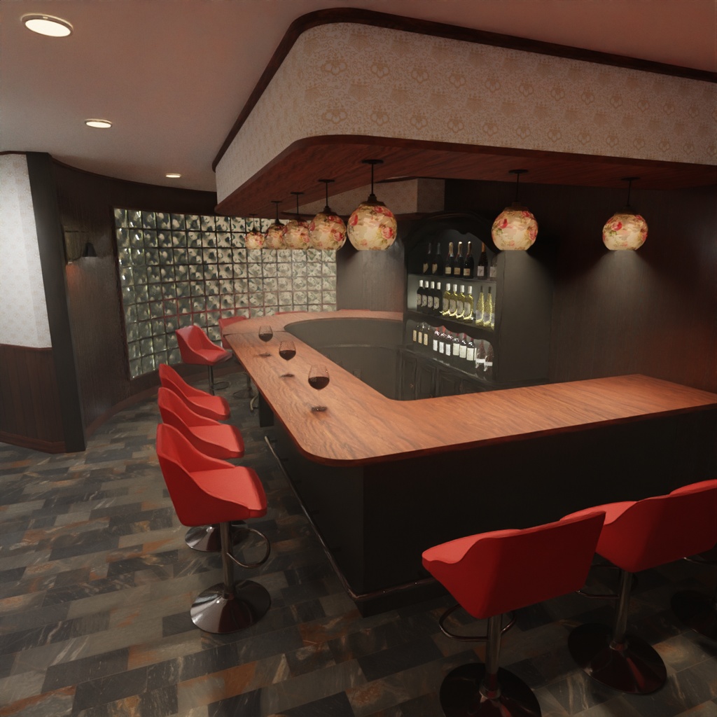 【Blender】レトロ風スナック・バー Retro-style hostess bar