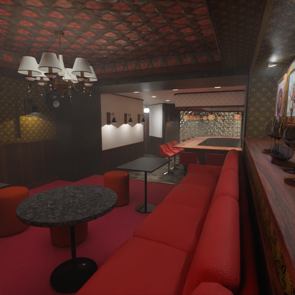 【Blender】レトロ風スナック・バー Retro-style hostess bar
