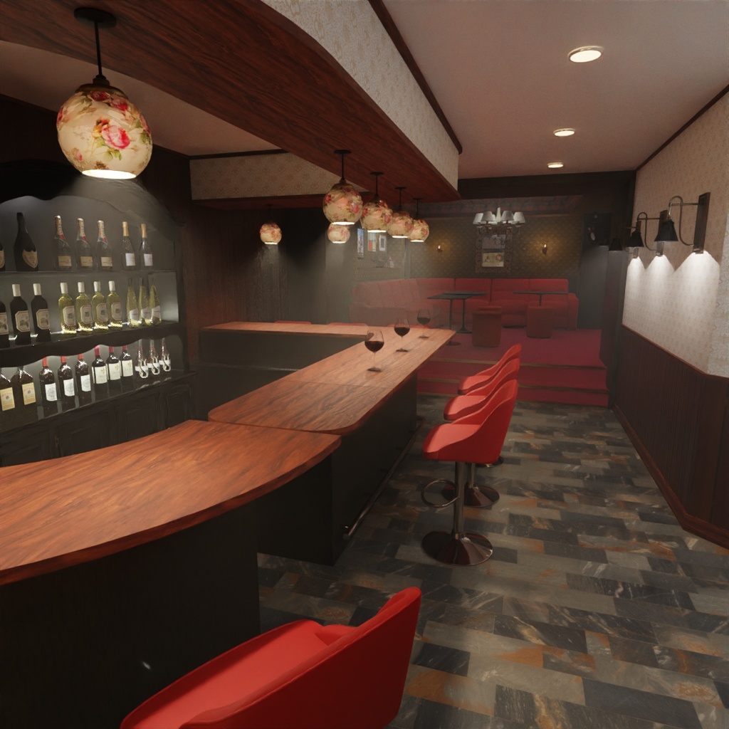 【Blender】レトロ風スナック・バー　Retro-style hostess bar