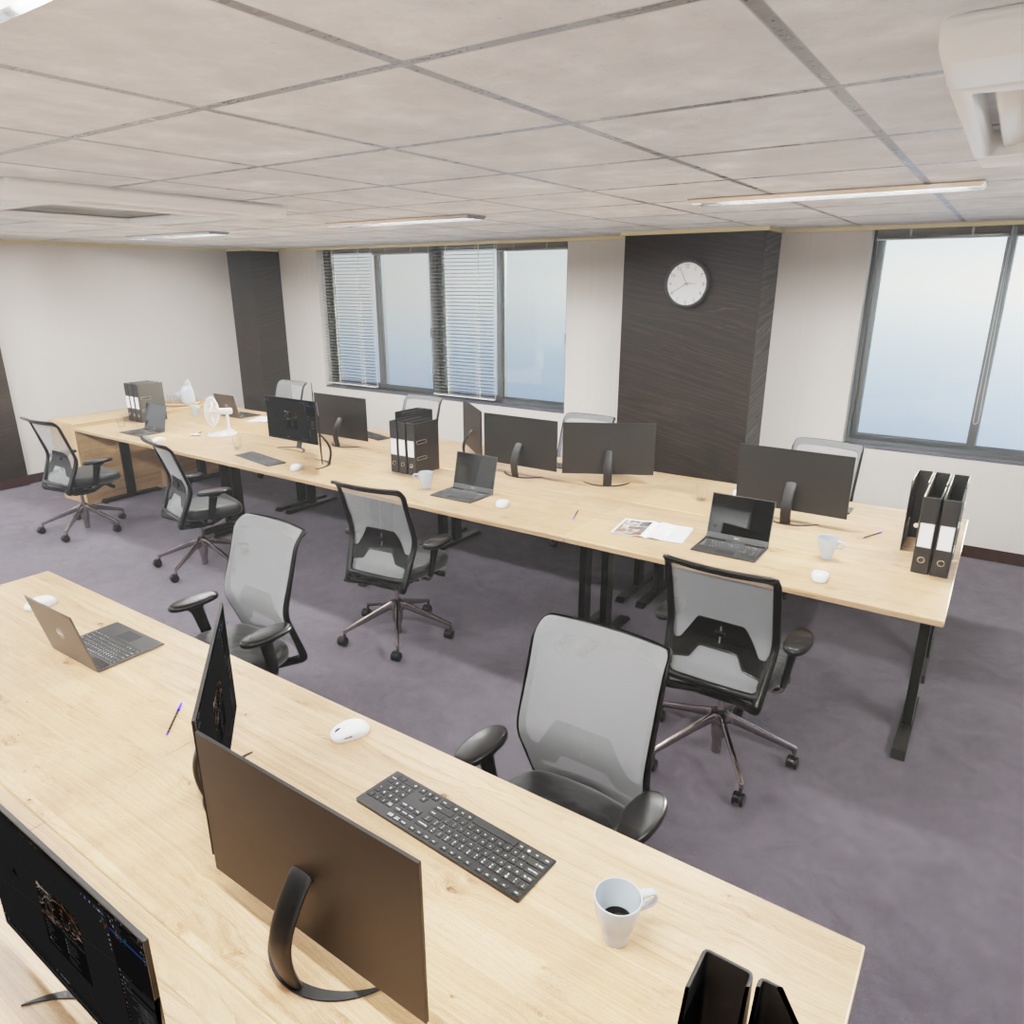 【Blender】小規模オフィスの部屋 Small office space