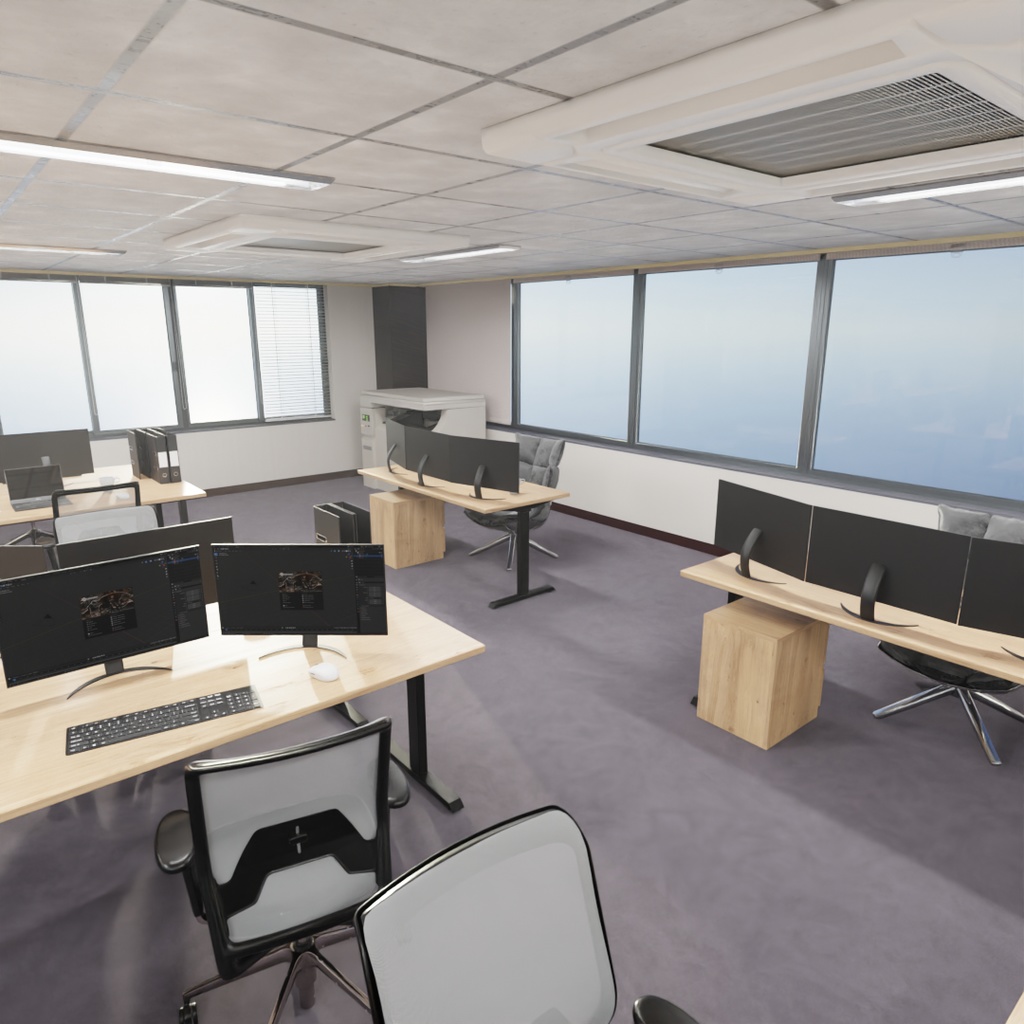 【Blender】小規模オフィスの部屋 Small office space