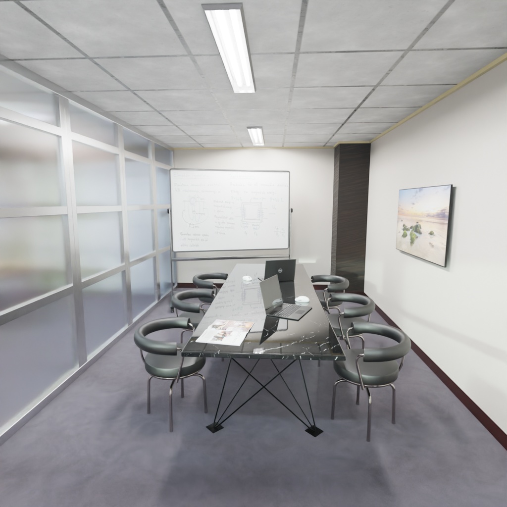 【Blender】小規模オフィスの部屋 Small office space