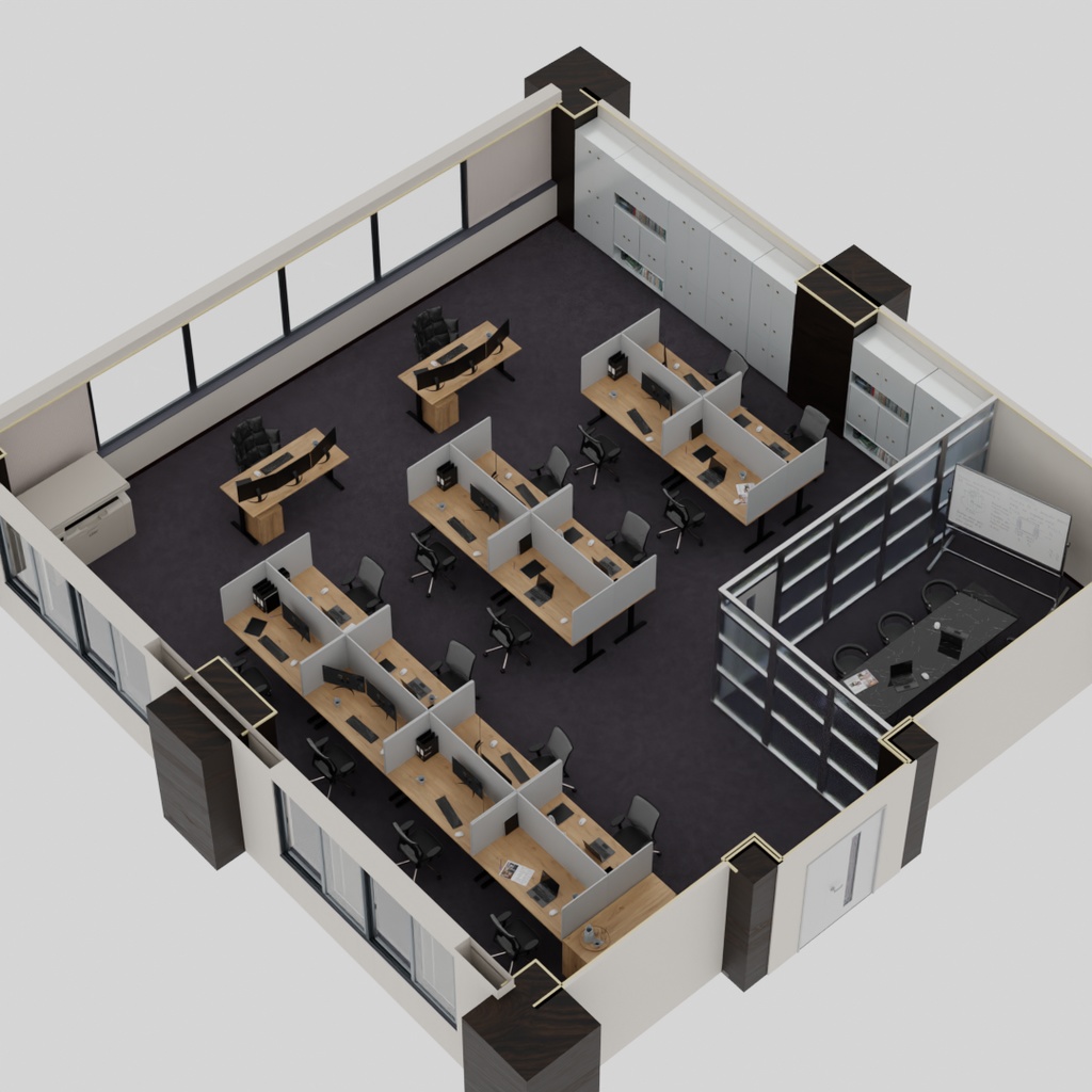 【Blender】小規模オフィスの部屋 Small office space