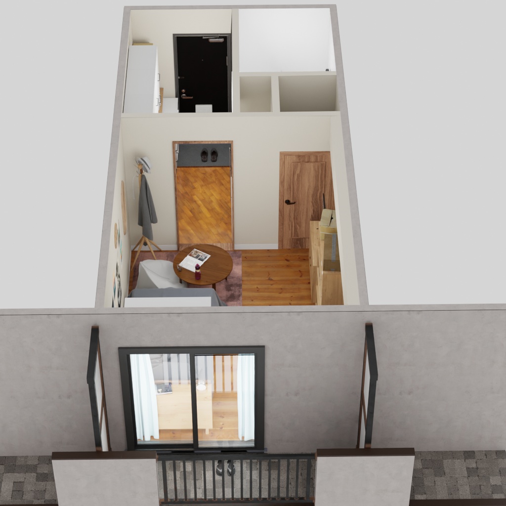 【Blender】大学生の住むアパートのワンルーム A studio apartment where college students live