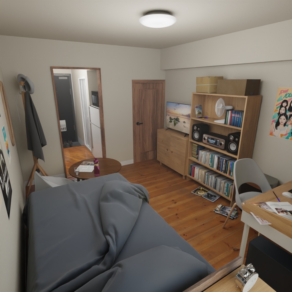 【Blender】大学生の住むアパートのワンルーム A studio apartment where college students live