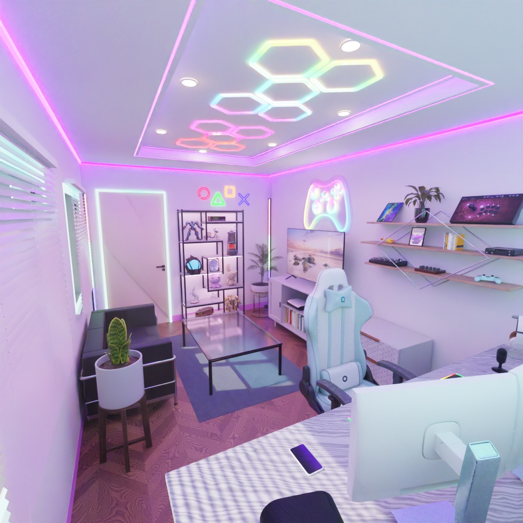 【Blender】ゲーミングルーム Gaming room