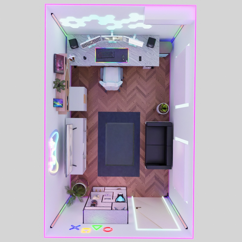 【Blender】ゲーミングルーム Gaming room