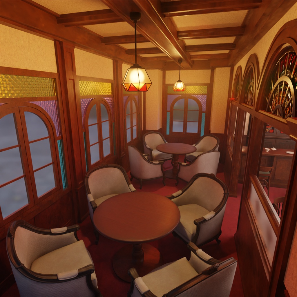 【Blender】大正ロマン風カフェ Taisho Romantic Style Cafe