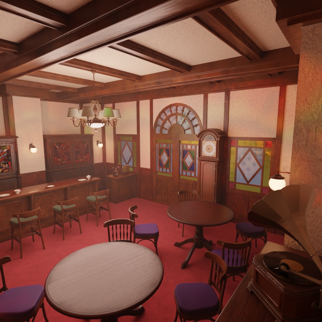 【Blender】大正ロマン風カフェ Taisho Romantic Style Cafe