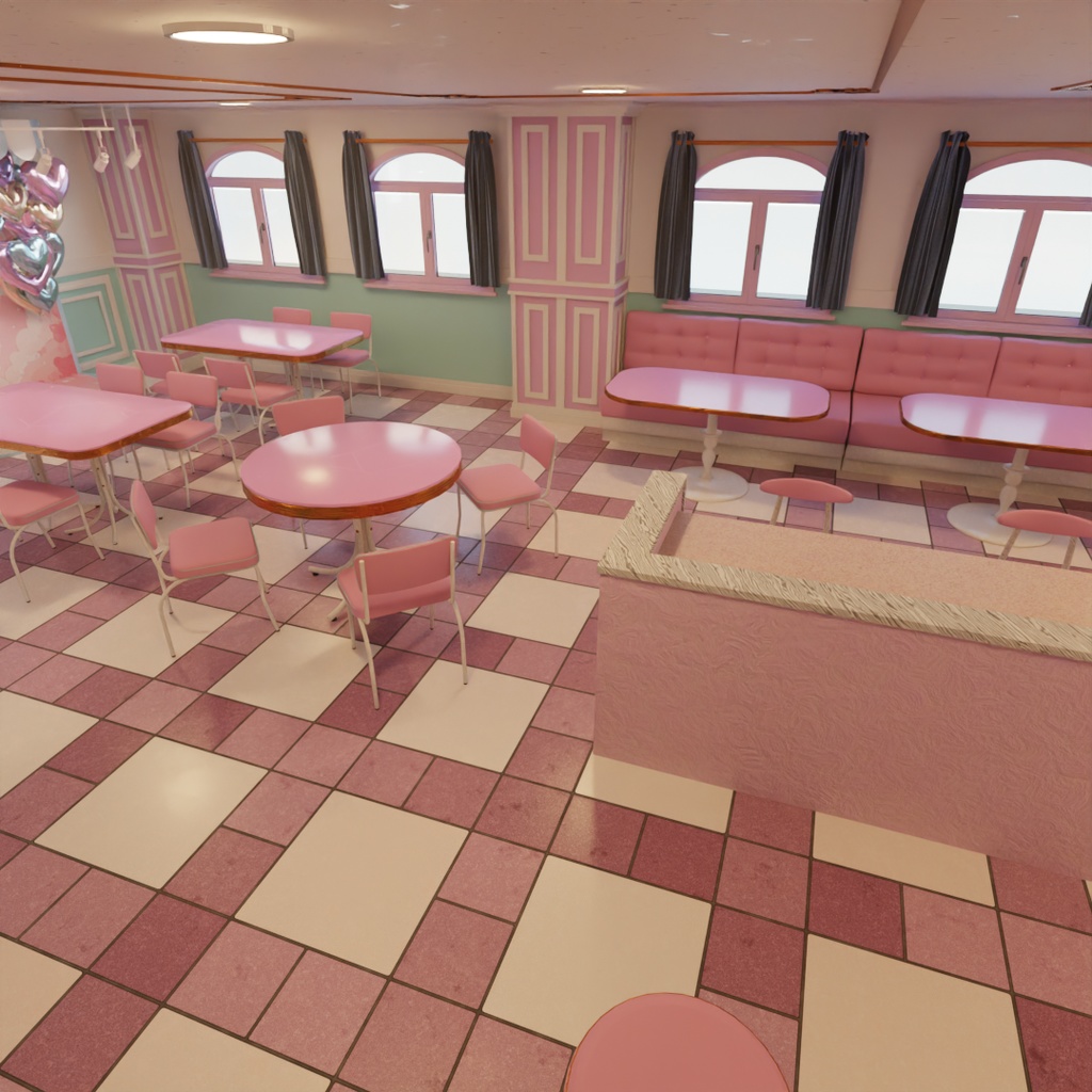 【Blender】メイドカフェ Maid Cafe