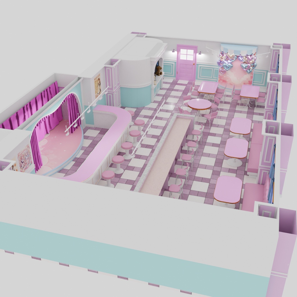 【Blender】メイドカフェ Maid Cafe