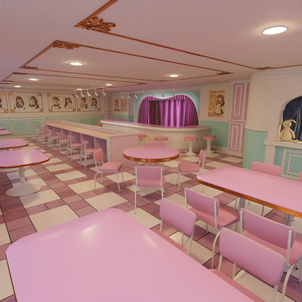 【Blender】メイドカフェ　Maid Cafe