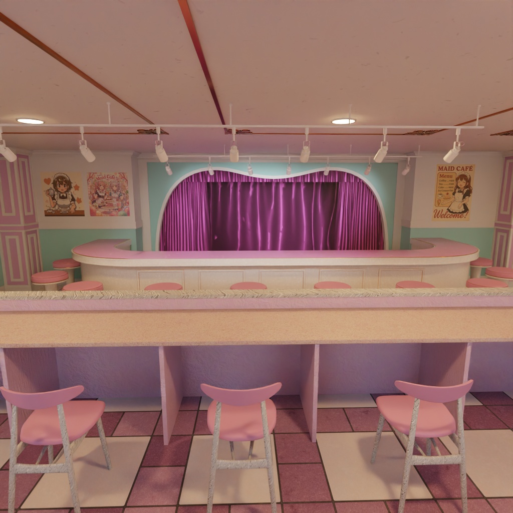 【Blender】メイドカフェ Maid Cafe