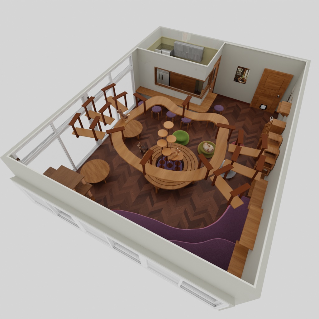 【Blender】猫カフェ Cat Cafe