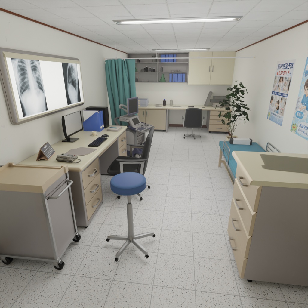 【Blender】病院の診察室　Hospital examination room