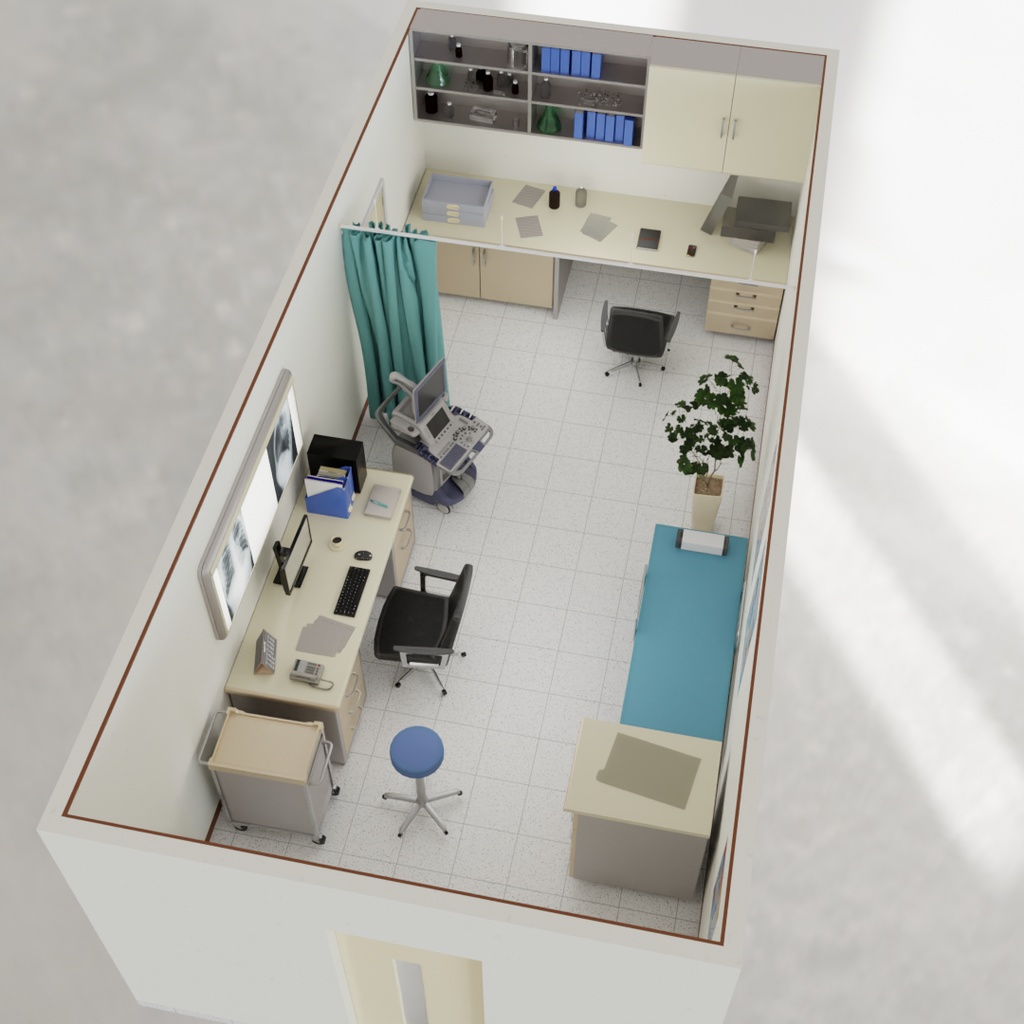 【Blender】病院の診察室 Hospital examination room