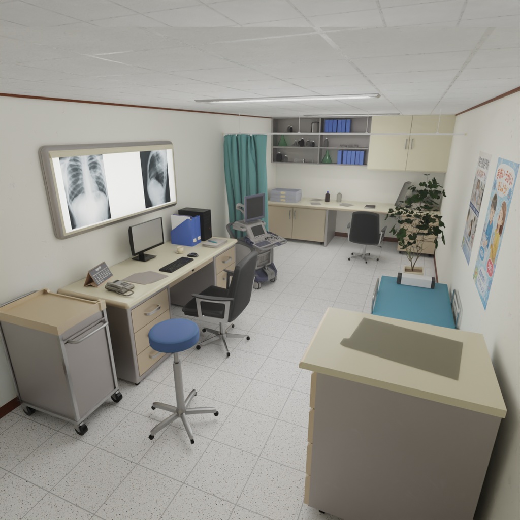 【Blender】病院の診察室 Hospital examination room