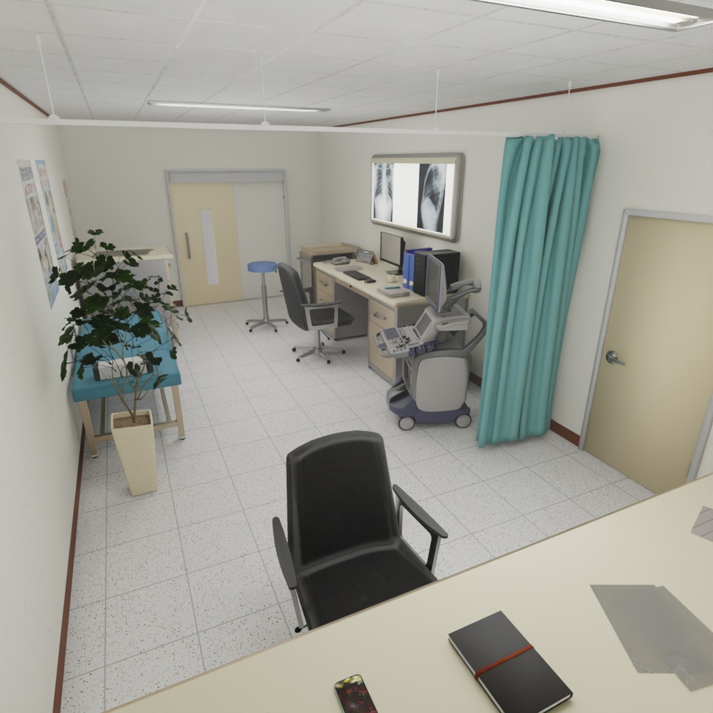 【Blender】病院の診察室 Hospital examination room