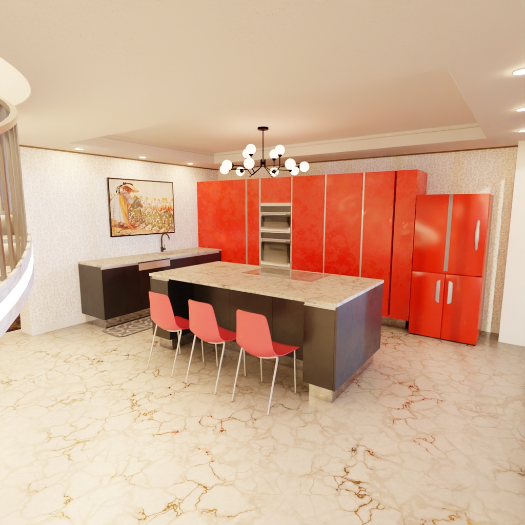 【Blender】大きな窓と螺旋階段のメゾネット Maisonette with large windows and a spiral staircase