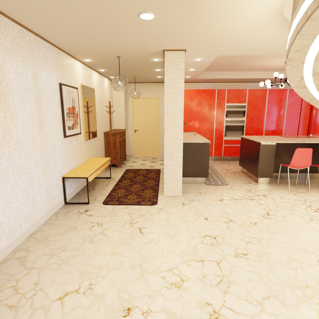 【Blender】大きな窓と螺旋階段のメゾネット Maisonette with large windows and a spiral staircase