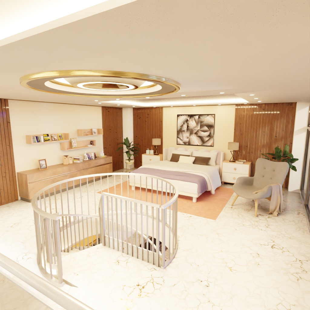 【Blender】大きな窓と螺旋階段のメゾネット Maisonette with large windows and a spiral staircase