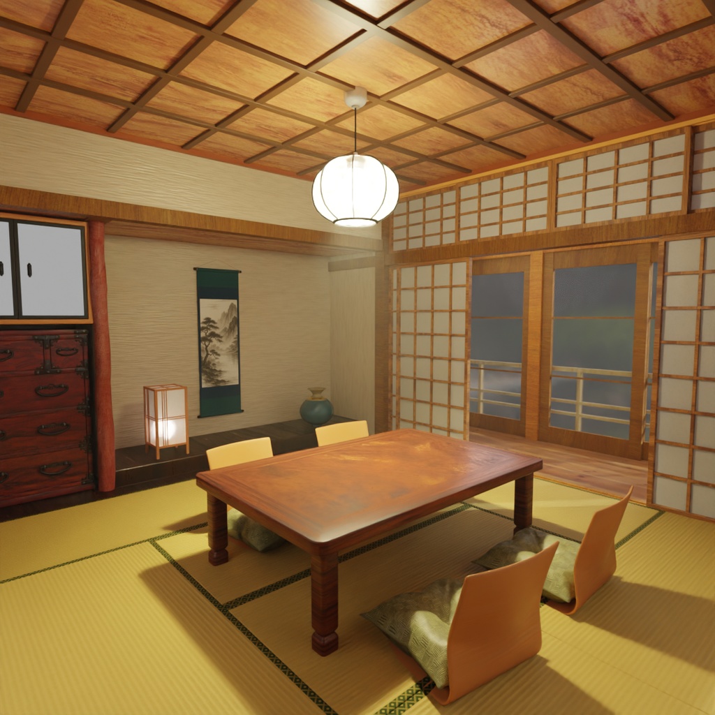 【Blender】旅館の離れの和風客室　Guest room in the detached building of the inn