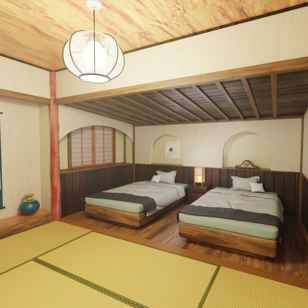 【Blender】旅館の離れの和風客室 Guest room in the detached building of the inn