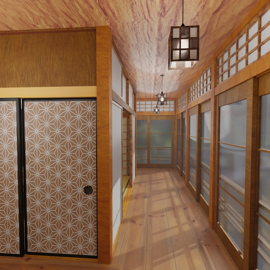 【Blender】旅館の離れの和風客室 Guest room in the detached building of the inn