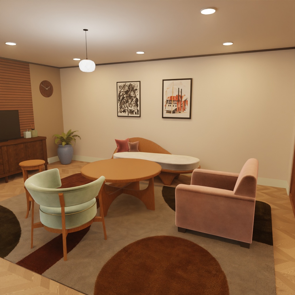 【Blender】ジャパンディなリビングダイニング Japandi living-dining room