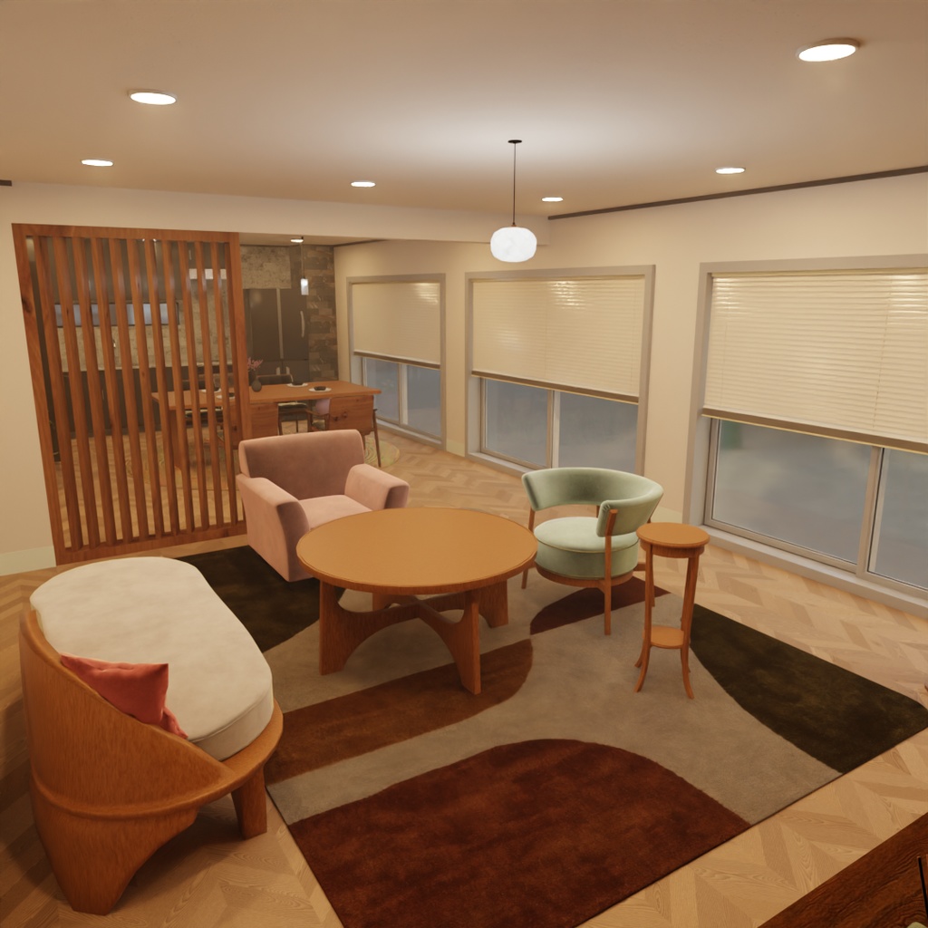 【Blender】ジャパンディなリビングダイニング Japandi living-dining room