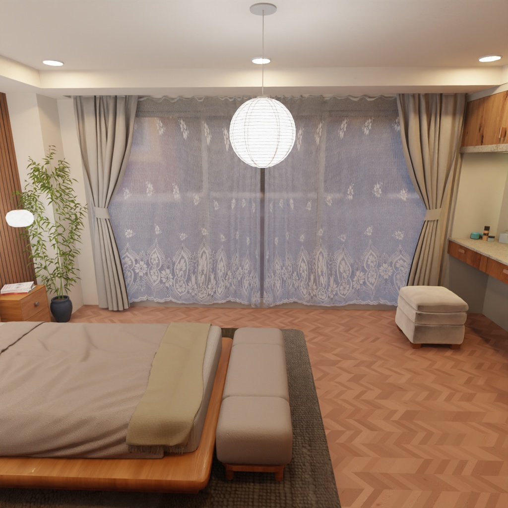 【Blender】ジャパンディなベッドルーム Japandi Bedroom