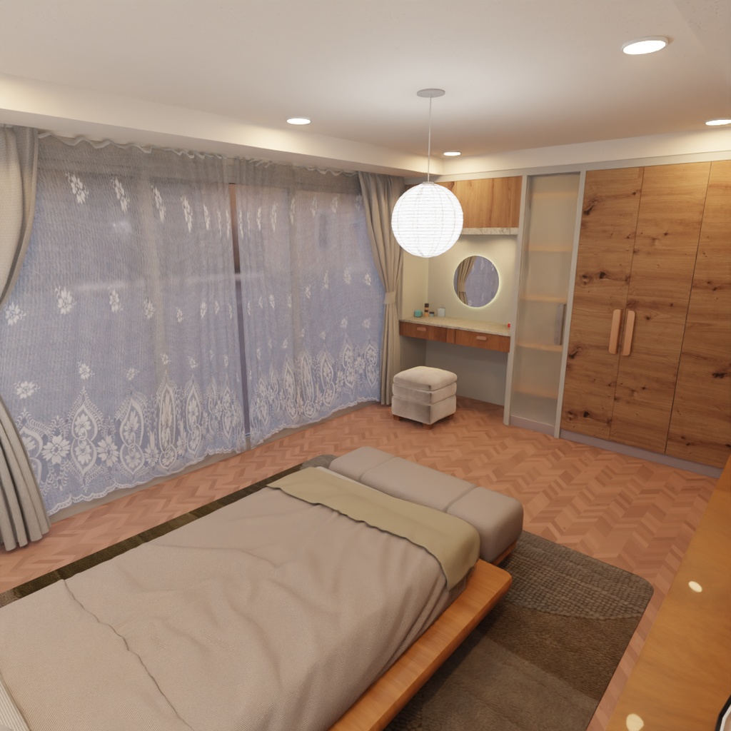 【Blender】ジャパンディなベッドルーム Japandi Bedroom