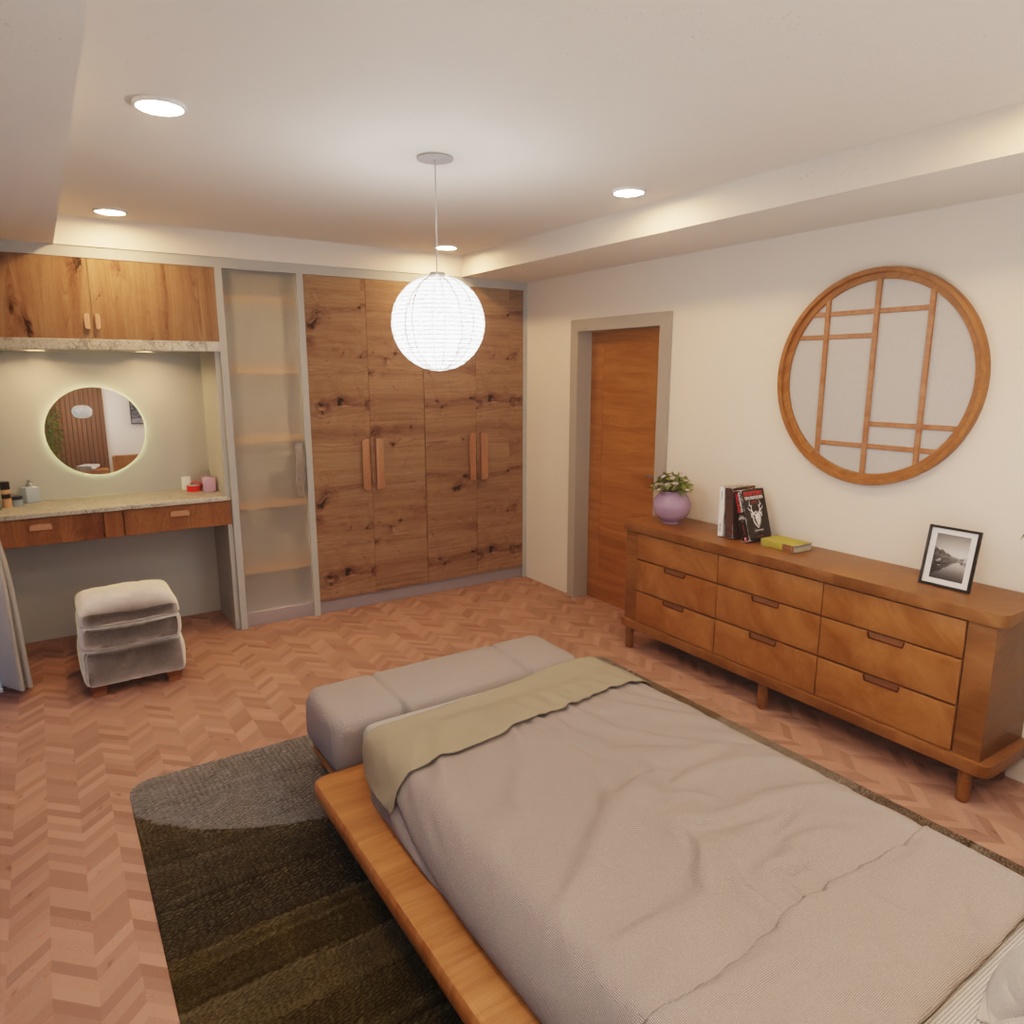 【Blender】ジャパンディなベッドルーム Japandi Bedroom