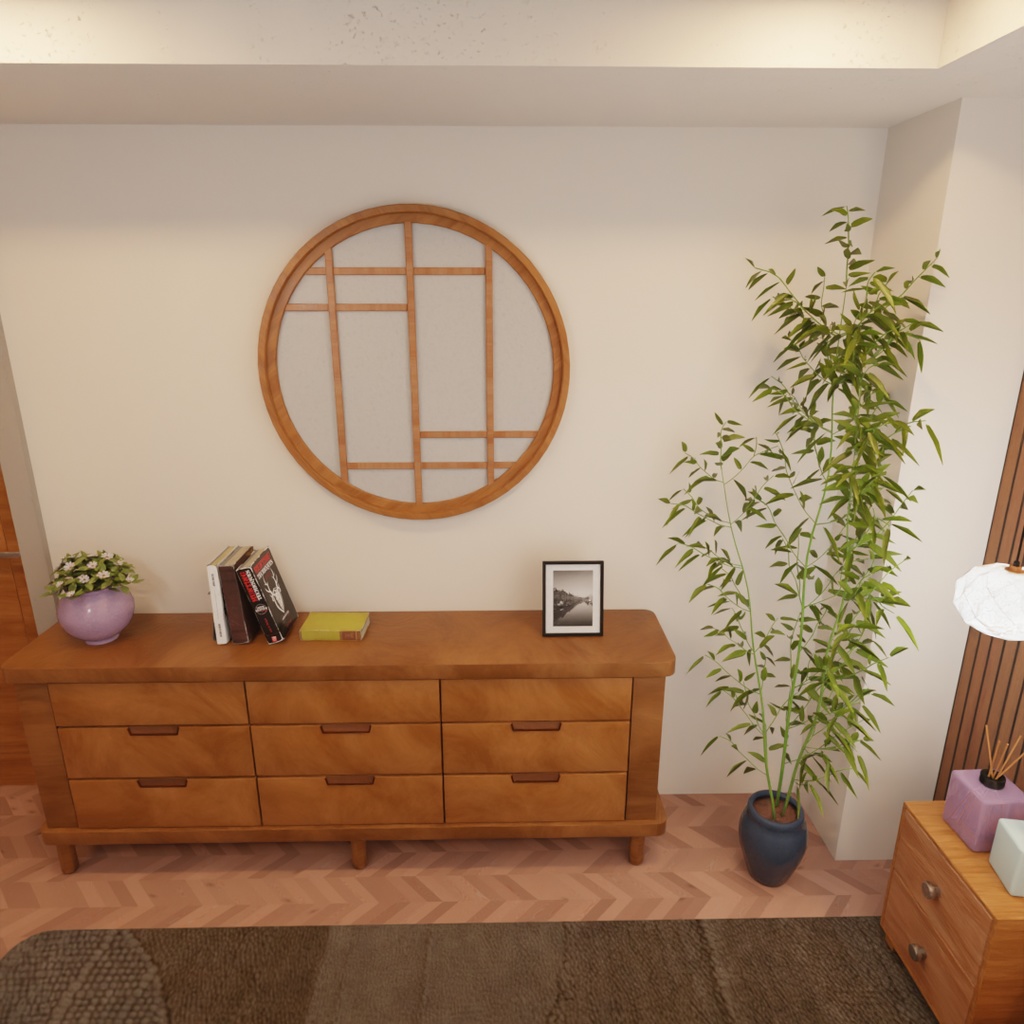 【Blender】ジャパンディなベッドルーム Japandi Bedroom