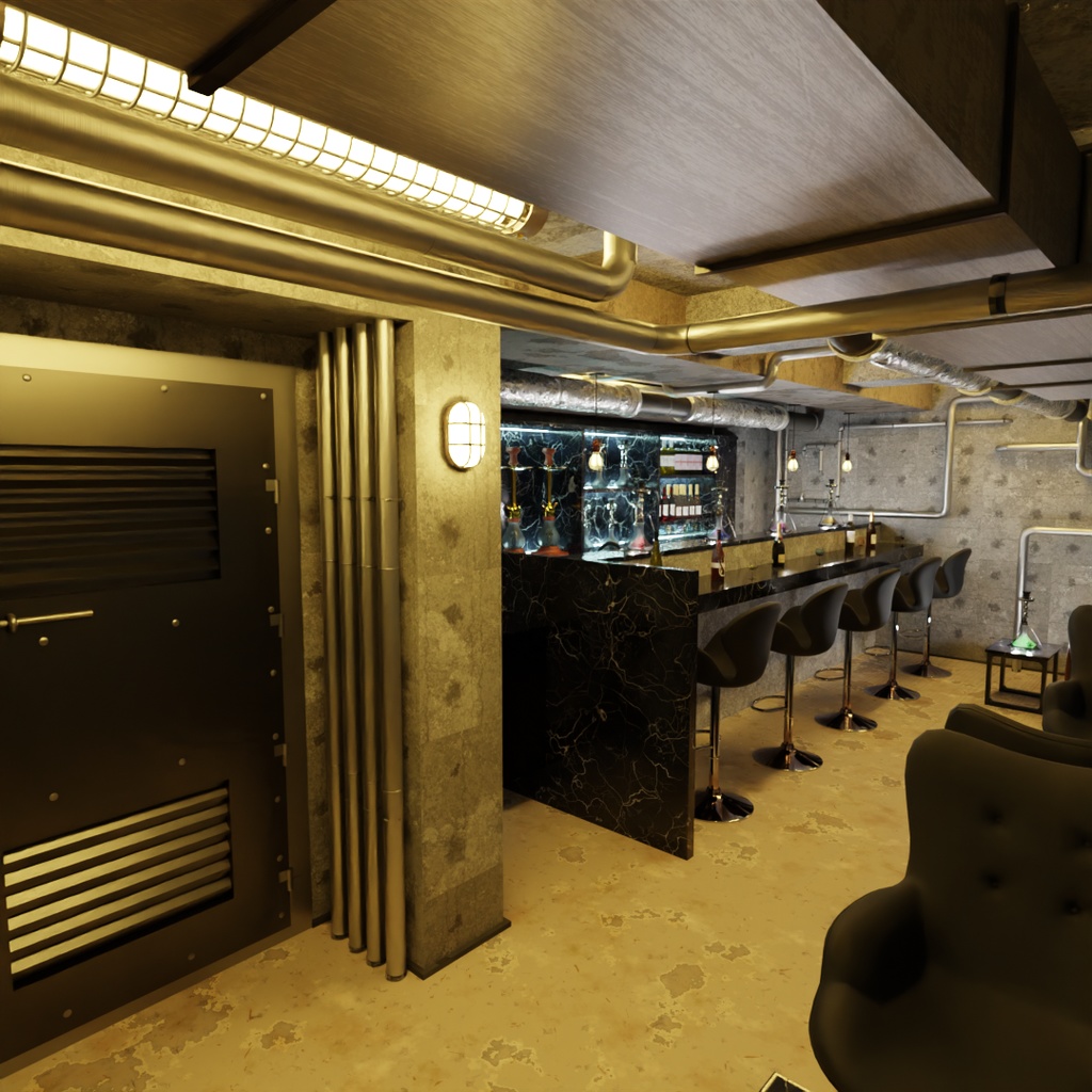 【Blender】アングラのシーシャバー Underground hookah bar