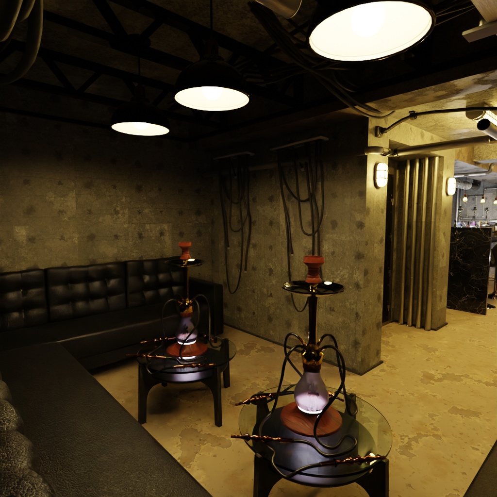 【Blender】アングラのシーシャバー Underground hookah bar