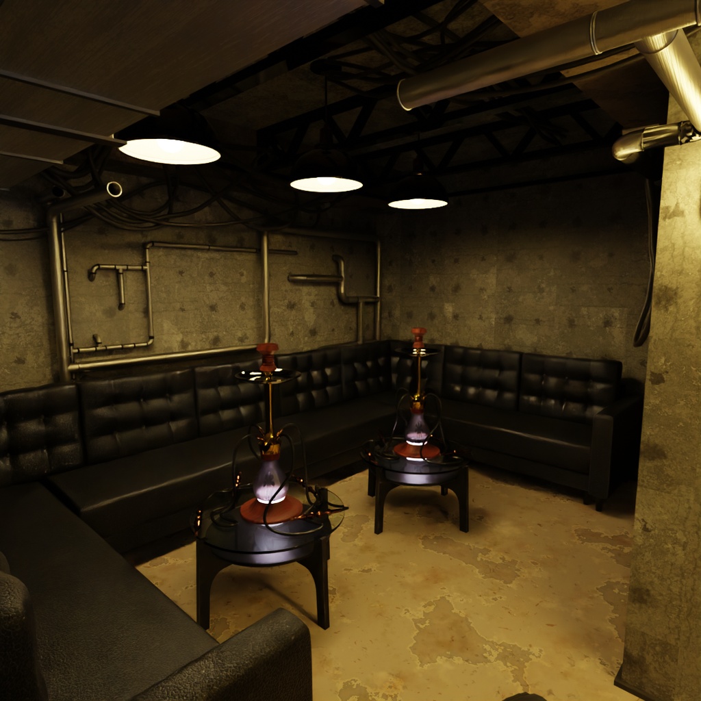 【Blender】アングラのシーシャバー Underground hookah bar