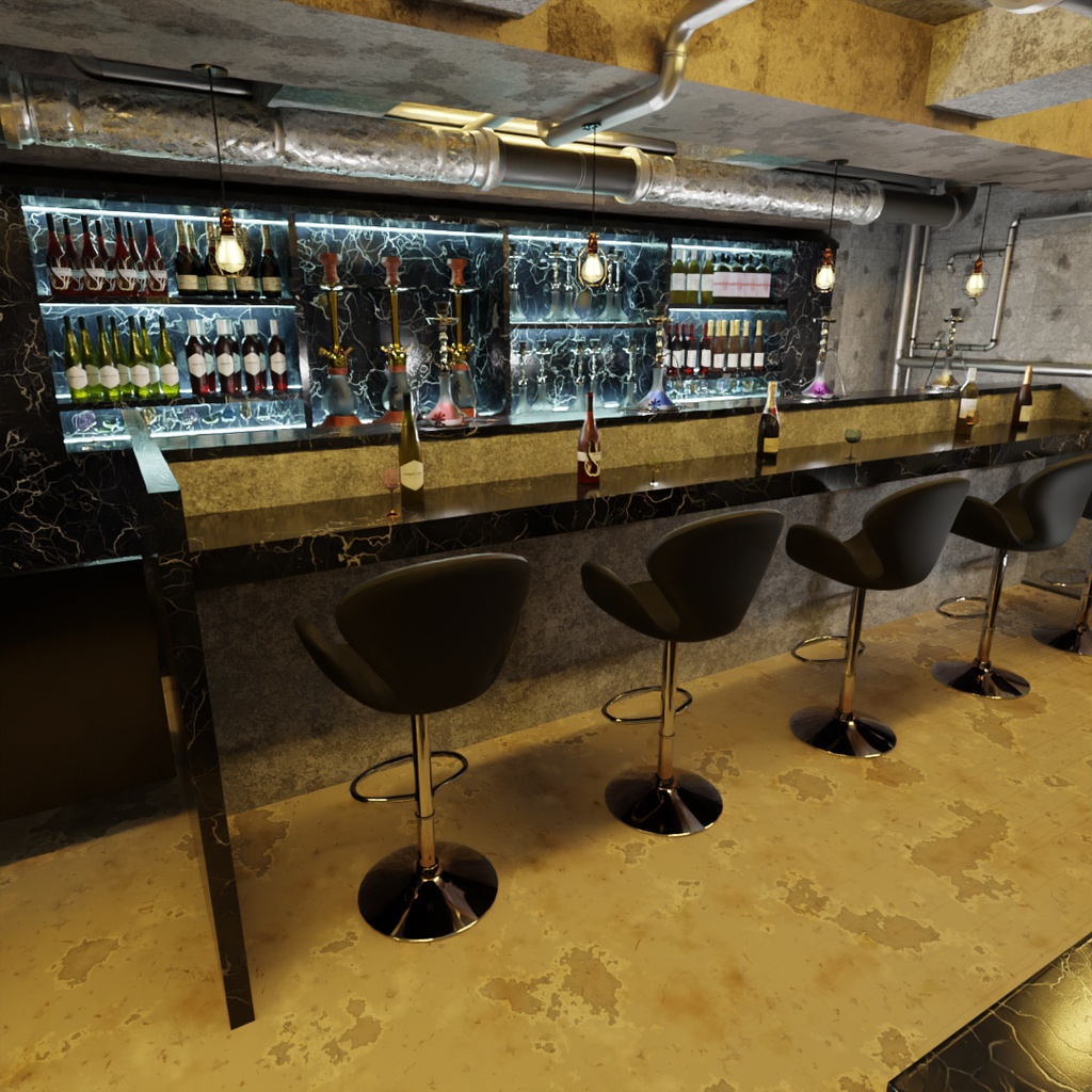 【Blender】アングラのシーシャバー Underground hookah bar