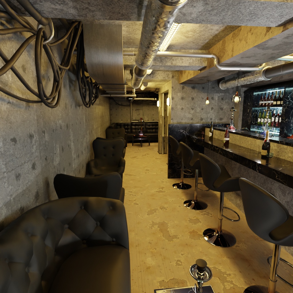 【Blender】アングラのシーシャバー Underground hookah bar